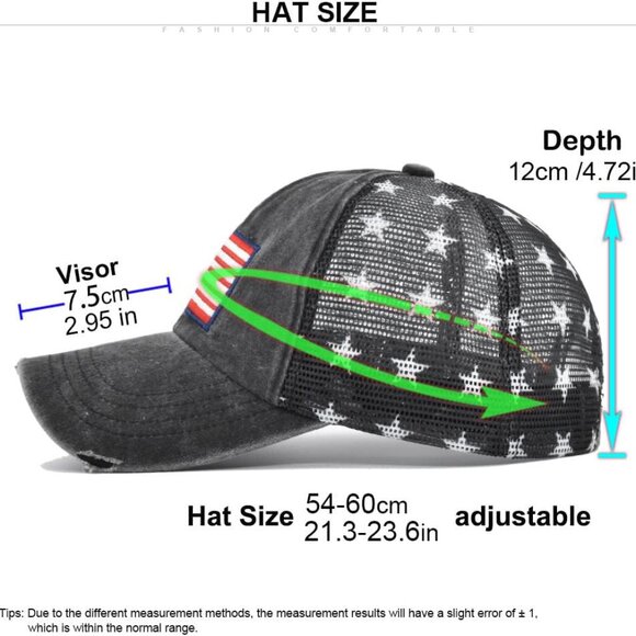 Vintage USA Baseball Cap Unisex Adjustable Patriotic 4th of July Hat - Picture 4 of 6